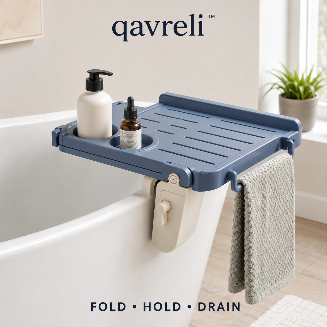 qavreli™ RimRest Folding Bathtub Utility Deck